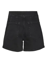Short de jean negro de tiro alto con cierre de botón.