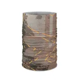 Cuello multifuncional Buff Coolnet Uv con estampado abstracto en tonos grises y amarillos.