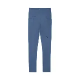 Calza deportiva Puma Essential Tight HW 7/8 color azul con logo negro en la pierna izquierda y bolsillos laterales.