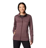 Campera polar Columbia con cierre frontal, bolsillos laterales con cierre y orificios para pulgares.
