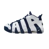 Championes Nike Air More Uptempo 96 Olympic, de cuero blanco con detalles en azul marino y suela de goma.