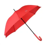 Paraguas largo de poliéster impermeable, con estructura metálica, mango de goma y diámetro abierto de 101 cm.