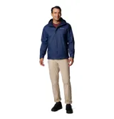 Campera impermeable Columbia Watertight II para hombre, color azul marino. Confeccionada con tecnología Omni-Tech™ que la hace impermeable y transpirable, costuras selladas, capucha ajustable, dobladillo ajustable con cordón, bolsillos con cremallera, protector de barbilla resistente a la abrasión, puños ajustables y forro de malla transpirable. Se guarda en su propio bolsillo.