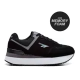 Championes Hi-Tec Roma color beige con plataforma blanca y detalles en gris. Capellada de gamuza y mesh, con tecnología memory foam.