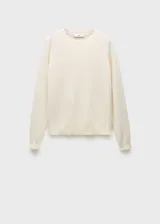 Sweater lila de cashmere con cuello redondo y mangas largas.