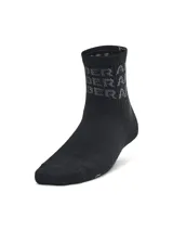 Medias deportivas Under Armour unisex, de corte medio, color negro con logo en gris.