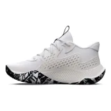 Zapatillas deportivas negras con detalles en blanco, diseño ligero y parte superior duradera.