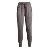 Pantalón de jogging negro Under Armour para mujer, de corte ajustado, con cintura elástica ajustable con cordón, bolsillos laterales y logo estampado en la pierna.