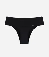 Bombacha de bikini negra de poliamida con cintura ancha.