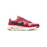 Championes Nike Air Max Sc, color rojo con detalles en verde y suela blanca.