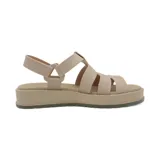 Sandalias Zaxy Conectada color beige con plataforma y tiras anchas.