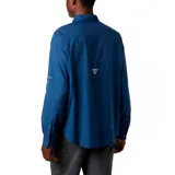 Camisa blanca de manga larga Columbia Tamiami II para hombre, con tecnología Omni-Shade UPF 40 de protección solar y Omni-Wick de evaporación avanzada.