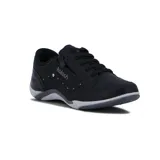 Zapatillas urbanas Kolosh negras con cordones y cierre lateral, detalles de perforaciones y apliques brillantes.