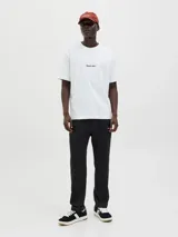 Pantalón de jogging negro de algodón con cintura elástica y cordón ajustable.