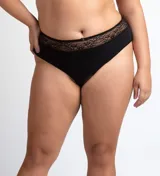 Bombacha tiro medio de algodón orgánico color rosado, con detalle de encaje en la cintura y moño decorativo.