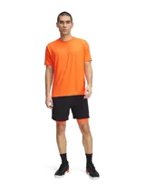 Short de running Under Armour Vanish Woven 2in1, color azul con calza interior celeste.