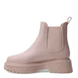 Bota de lluvia color beige, estilo Chelsea, con elástico lateral y suela track.