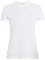 Remera blanca de algodón con corte slim y logo 'ck' bordado en el pecho.