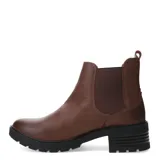 Botas Chelsea de cuero color marrón, con elásticos laterales y suela de goma negra con plataforma.