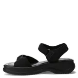 Sandalias deportivas negras con plataforma, tiras de ajuste con velcro y suela de goma.