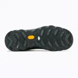 Bota de cuero negra impermeable con cordones turquesa, gancho metálico, lengüeta con fuelle y forro polar. Cuenta con 100 gramos de aislamiento sintético, plantilla Kinetic Fit™ BASE, varilla de arco de nailon moldeado, entresuela de espuma EVA y suela Vibram Arctic Grip.