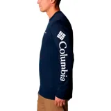 Buzo negro de cuello redondo con logo de Columbia estampado en el pecho. Puños y dobladillo acanalados.