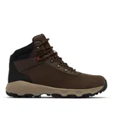 Bota de trekking Columbia Newton Wander color marrón, con empeine de ante impermeable y herrajes metálicos.