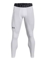 Calza larga de compresión Under Armour HeatGear Armour Leggings, color gris, con cintura elástica con logo y bolsillo lateral.