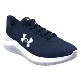 Championes de running Under Armour Phade RN 3, color azul con logo verde flúor y suela blanca.