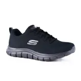 Championes Skechers Track - Daytime Dreamer color negro, con cordones y capellada de malla técnica jaspeada. Cuenta con plantilla Skechers Memory Foam y suela flexible con tracción.