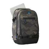 Mochila Rip Curl F-Light Posse 35L Search con estampado de camuflaje en tonos verdes y negros, logo de Rip Curl en la parte superior, múltiples bolsillos con cierre y correas ajustables.