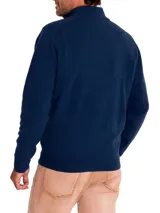 Sweater color beige de cuello alto con medio cierre, confeccionado en hilado italiano que combina lana extrafina y cashmere.