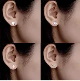 Set de aros mini de acero quirúrgico con forma de corazón, esfera y cruz.