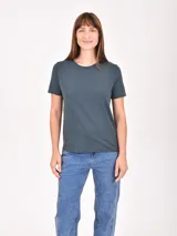 Remera color tostado de corte clásico y mangas cortas.