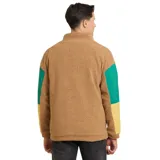 Campera Rusty Baffin marrón con paneles en color lila, verde y amarillo.