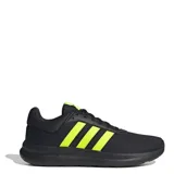 Championes Adidas Lite Racer 4.0 negros con detalles en amarillo limón.