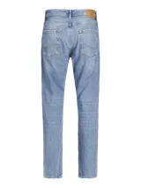 Jean de calce relajado, tiro alto, muslo relajado, rodilla relajada y abertura de pierna suelta. Confeccionado en tejido de sarga stonewash con 50% algodón en conversión, 30% algodón y 20% algodón reciclado.