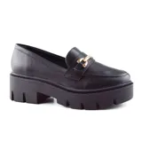 Mocasines plateados con plataforma track negra.