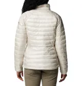 Campera puffer Columbia Labyrinth Loop color crema, con cierre frontal, cuello alto y bolsillos laterales con cierre.