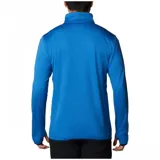 Campera polar Columbia Park View Fleece, color azul jaspeado, con cierre frontal completo, cuello alto, bolsillos laterales con cierre y bolsillo en el pecho con cierre vertical en color verde lima. Cuenta con tecnología Omni-Wick, puños elásticos con orificios para pulgares y protector de barbilla.