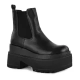Botas negras de cuero sintético con plataforma y elástico lateral.