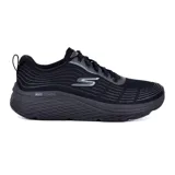 Championes deportivos Skechers Max Cushioning Elite 2.0, color negro, con cordones y capellada de malla con detalles de líneas de impresión háptica. Incorporan plantilla Skechers Air-Cooled Goga Mat con infusión de cobre, entresuela con amortiguación ULTRA GO y tecnología Natural Rocker (NRT).