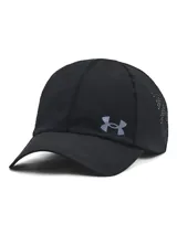 Gorro deportivo Under Armour Isochill Velociti ajustable, color negro con logo reflectivo.