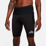 Short de running Nike Trail Lava para hombre, color negro con logo reflectivo en la pierna izquierda.