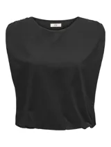 Musculosa negra oversize de algodón, con cuello redondo y sisas amplias.