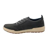 Championes urbanos Hush Puppies modelo Draper, color azul marino, confeccionados en cuero, con cordones grises, plantilla Smart Foam® y suela de goma color beige.