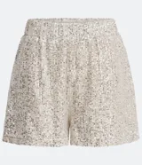 Short de corte holgado con cinturilla elástica y estilo metalizado con malla de lentejuelas.