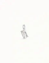 Charm unisex de metal bañado en plata, con forma de letra 'n', elaborado a mano y diseñado para personalizar cadenas.