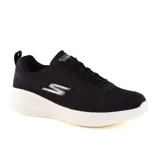Championes Skechers GOrun Fast Quake, color negro con suela blanca. Zapatillas deportivas ligeras y con buena amortiguación, ideales para entrenamientos en gimnasio y al aire libre.