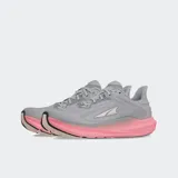 Championes Altra Torin 8 color gris con detalles en rosa. Diseñados para running, con puntera espaciosa, drop cero y entresuela de espuma EGOmax.